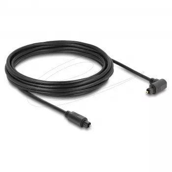 Delock TOSLINK optinis garso kabelis 5m, 90° kampu lenktas į tiesų jungtį, 4mm, juodas