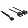 Delock USB 2.0 kontakto antgalio adapterio kabelis į 2 x Type-A lizdą, 40 cm, 83823
