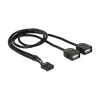 Delock USB 2.0 kontakto antgalio adapterio kabelis į 2 x Type-A lizdą, 40 cm, 83823