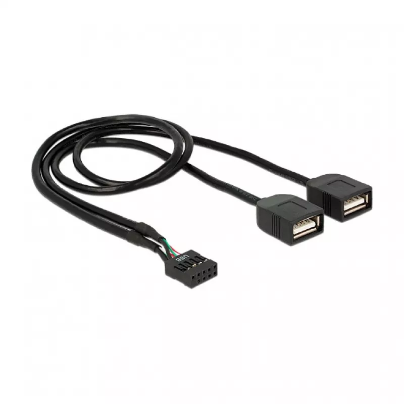 Delock USB 2.0 kontakto antgalio adapterio kabelis į 2 x Type-A lizdą, 40 cm, 83823
