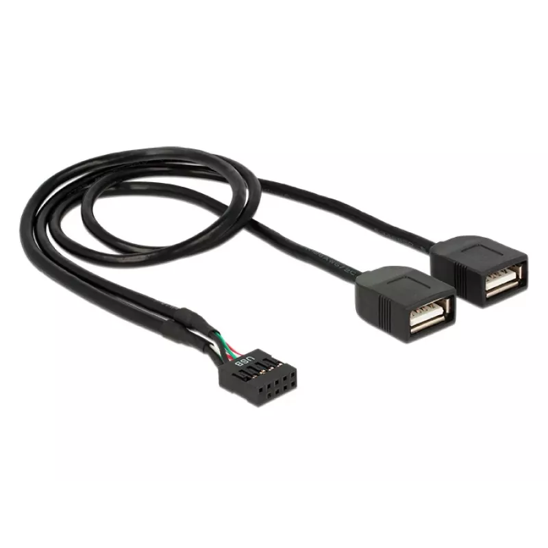 Delock USB 2.0 kontakto antgalio adapterio kabelis į 2 x Type-A lizdą, 40 cm, 83823