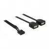 Delock USB 2.0 kontakto antgalio adapterio kabelis į 2 x Type-A lizdą, 40 cm, 83823