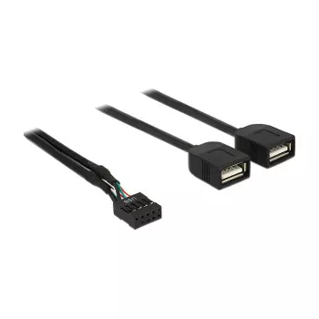 Delock USB 2.0 kontakto antgalio adapterio kabelis į 2 x Type-A lizdą, 40 cm, 83823