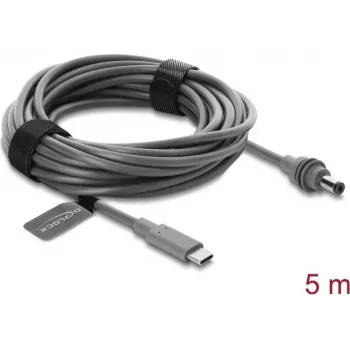 Delock USB Type-C į DC 5,5 x 2,1 mm maitinimo kabelis Starlink Mini, 5 m, pilkas (91822)