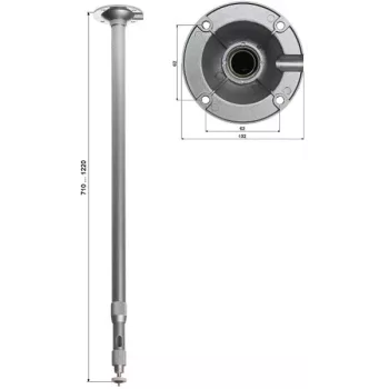 DELTA BR-60X120 Teleskopinis lubų laikiklis CCTV kameroms, 710–1220 mm, baltas