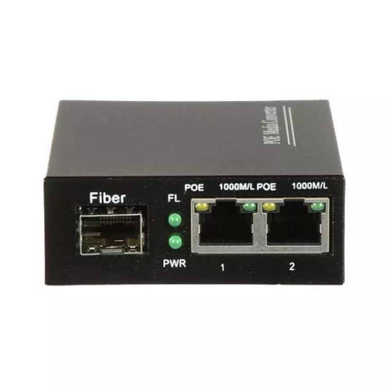 DELTA SPS-2P/1SFP pramoninis PoE+ jungiklis, 2 Gigabit RJ45 + 1 SFP, 60 W biudžetas, DIN bėgelis