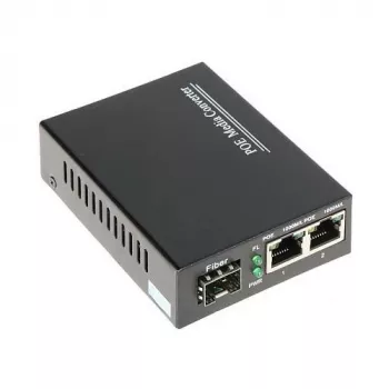 DELTA SPS-2P/1SFP pramoninis PoE+ jungiklis, 2 Gigabit RJ45 + 1 SFP, 60 W biudžetas, DIN bėgelis