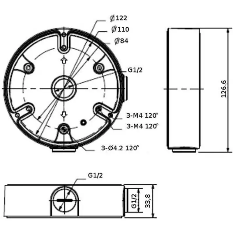 DELTA STG-PFA137 Juodas stulpo laikiklis Dahua kupolinėms kameroms (80-150 mm stulpams, aliuminis)