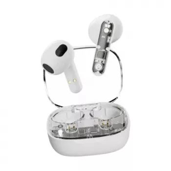 DELTACO Streetz T150 True Wireless Stereo ausinės, permatomos baltos spalvos