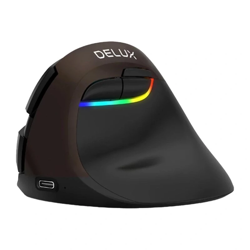 Delux M618 Mini Gold ergonomiška pelė - 2.4G / Bluetooth 5.0 / USB-C, 4000 DPI, dešinei rankai