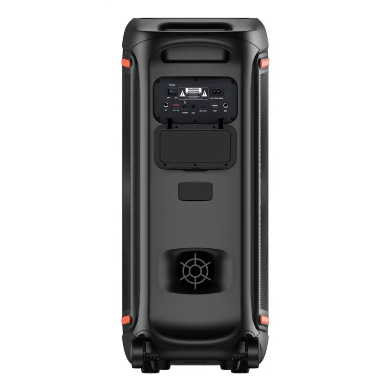 Denver BPS-470 Bluetooth Party Speaker su karaoke, 2000W PMPO, 20W RMS, LED šviesomis, FM radiju, TWS, mikrofonu, juoda