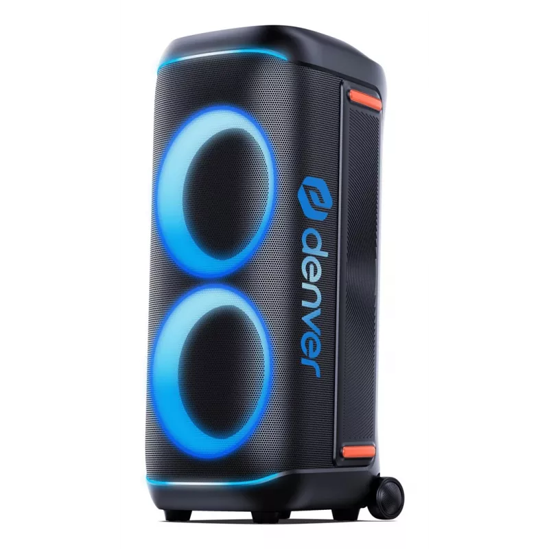 Denver BPS-470 Bluetooth Party Speaker su karaoke, 2000W PMPO, 20W RMS, LED šviesomis, FM radiju, TWS, mikrofonu, juoda