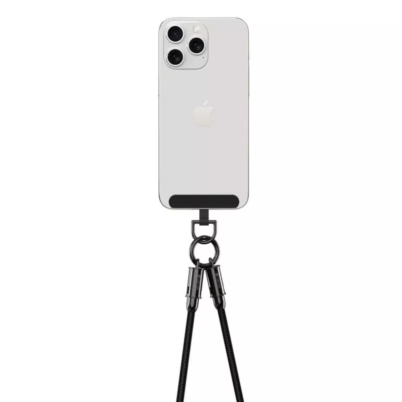 Devia 2-in-1 USB-C į Lightning kabelis su dirželiu 1,2 m 27 W juodas