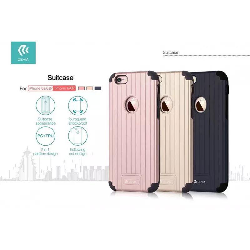 DEVIA Suitcase Series Back Cover, skirta Apple iPhone 6 Plus / 6s Plus - Rose Gold