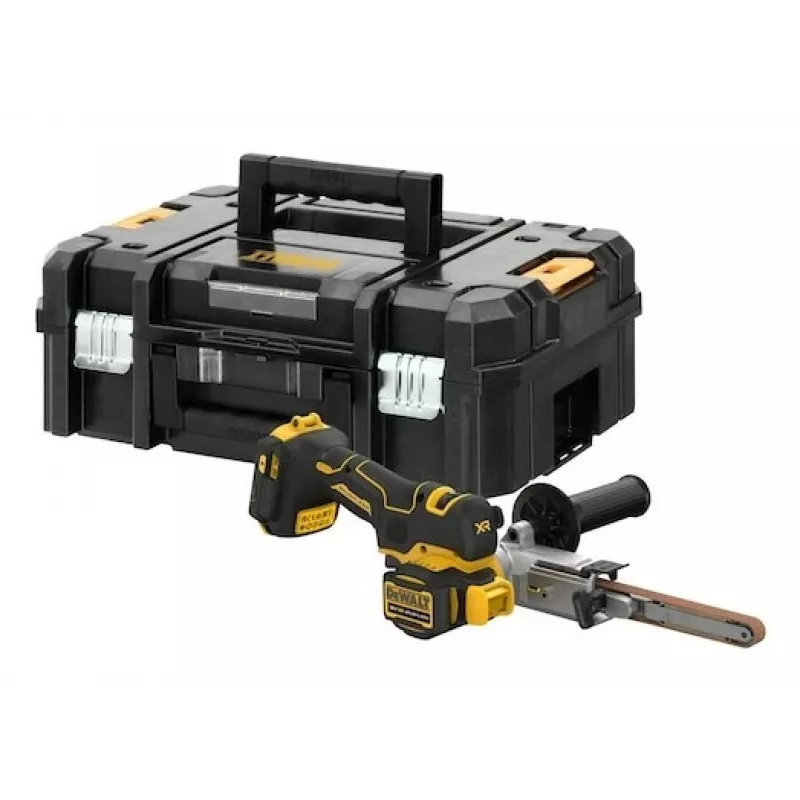 DEWALT DCM200NT-XJ 18V XR belaidis juostinis šlifuoklis, 75x457 mm, bešepetėlis variklis, kintamas greitis, juoda/geltona