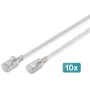 DIGITUS CAT 6A F-FTP plonas pataisos kabelis, 1,5 m, pilkas, 10 vnt., LSZH, 10 Gbps, PoE++