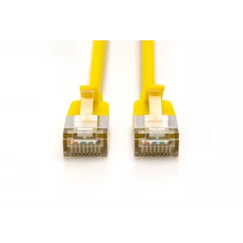 DIGITUS CAT 6A F-FTP plonas pataisos kabelis, 1 m, geltonas, 10 pakuotė, LSZH, 10 Gbps, 500 MHz