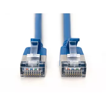 DIGITUS CAT 6A F/FTP plonas pataisos kabelis, 3 m, mėlynas, 10 vnt. pakuotė, LSZH, RJ45, 10 Gbps