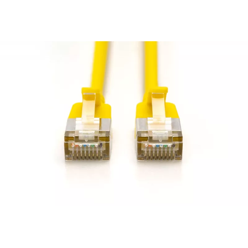 DIGITUS CAT 6A F-FTP plonas pataisos kabelis, 3 m, geltonas, 10 vnt. pakuotė, LSZH, 10G Ethernet, RJ45
