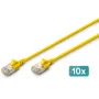 DIGITUS CAT 6A F-FTP plonas pataisos kabelis, 3 m, geltonas, 10 vnt. pakuotė, LSZH, 10G Ethernet, RJ45