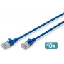 DIGITUS CAT 6A F/FTP Slim Patch kabelis, 5 m, Mėlynas, 10 vnt., 10 Gbps, LSZH, Auksuoti RJ45