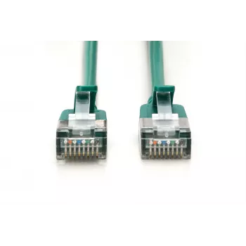 DIGITUS CAT 6A F/FTP plonas jungiamasis laidas, 5 m, žalias, 10 vnt. pakuotė, LSZH, 10GBase-T, Snagless, PoE++