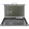 DIGITUS modulinė HD LCD KVM konsolė su 17 inch TFT, 16 prievadų CAT 5 KVM jungtimi, jutiklių kilimėliu, vokiška klaviatūros išdėstymo tvarka