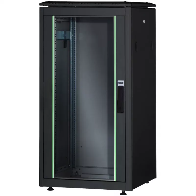 DIGITUS Unique 26U tinklo spinta 1342x600x1000mm juoda (pastatoma, stiklinės durys)