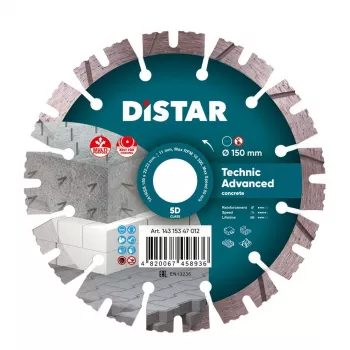 DISTAR TECHNIC ADVANCED deimantinis diskas 150 mm x 22.23 mm segmentuotas lazeriu suvirintas betonui ir akmeniui