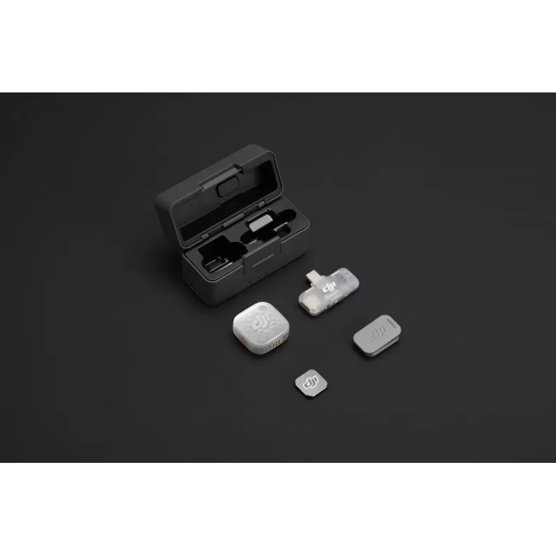 DJI Mic Mini 2S belaidė mikrofonų sistema (1 siųstuvas + 1 mobilusis imtuvas + įkrovimo dėklas)