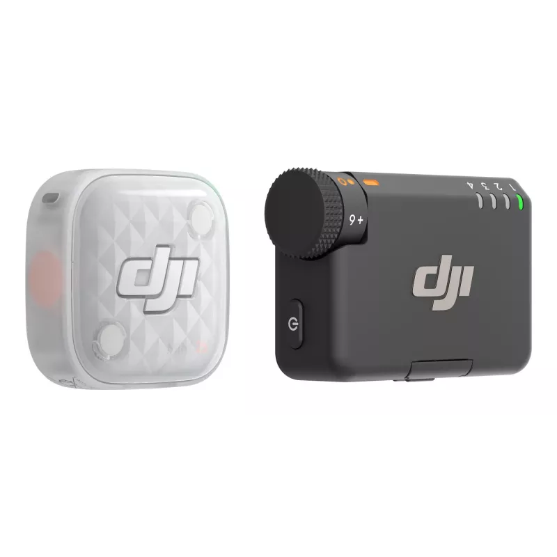DJI Mic Mini 2S belaidė mikrofonų sistema (1 TX + 1 RX) – 2,4 GHz skaitmeninė, 32 bitų float įrašymas, 250 m veikimo nuotolis, OLED jutiklinis ekranas, magnetinis segtukas, skirtas fotoaparatams ir išmaniesiems telefonams