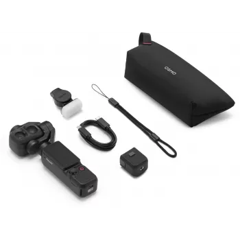DJI Osmo Pocket 4P Standard Combo – 1 colio CMOS 4K120fps 3 ašių gimbalo kamera, 2 inch pasukamas jutiklinis ekranas, 37MP nuotrauka, 240fps sulėtintas vaizdas, Wi-Fi/Bluetooth, 160 min baterija