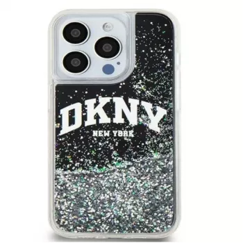 DKNY Apple iPhone 15 Pro 6,1 colio kietas dėklas Liquid Glitter Big Logo juodas