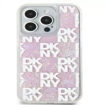 DKNY Apple iPhone 15 Pro Max 6,7 colio kietas dėklas Liquid Glitter Multilogo rožinis