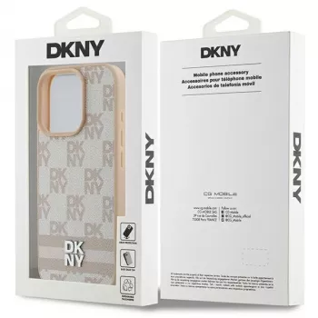 DKNY languotas raštas ir spausdintos juostelės iPhone 16 Pro dėklas - rožinė
