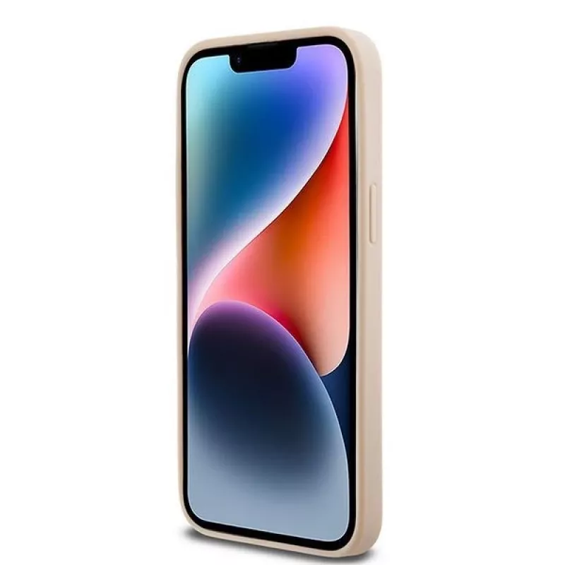DKNY odinis dėklas su languotu raštu ir spausdintomis juostelėmis, skirtas iPhone 14 Pro Max - rožinis