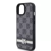 DKNY odinis dėklas su languotu monogramos raštu ir spausdintomis juostomis, skirtas iPhone 15/14/13 - juodos spalvos