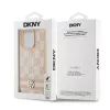 DKNY odinis languoto rašto ir spausdintų juostelių dėklas, skirtas iPhone 15 Pro Max - rožinis