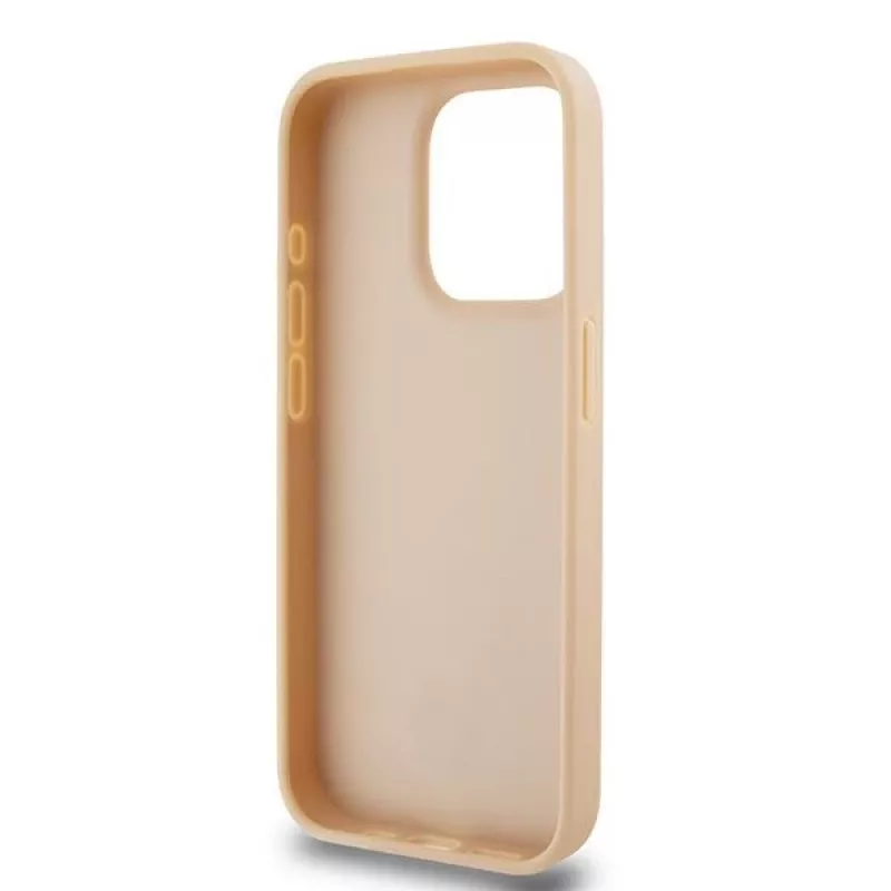 DKNY odinis languoto rašto ir spausdintų juostelių dėklas, skirtas iPhone 15 Pro Max - rožinis