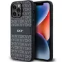 DKNY Leather Mono Stripe & Metal Logo Case, skirtas Apple iPhone 14 Pro - juoda