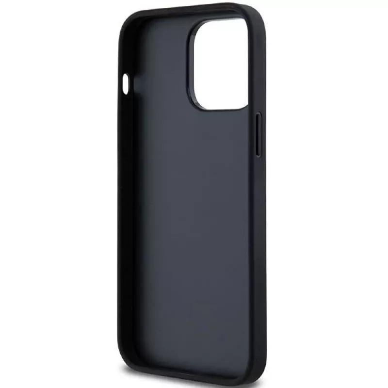 DKNY odinis dėklas su mono juostele ir metaliniu logotipu, skirtas iPhone 14 Pro Max - juodos spalvos
