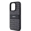 DKNY odinis dėklas su mono juostele ir metaliniu logotipu, skirtas iPhone 15 Pro - juodas