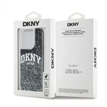 DKNY Liquid Glitter Big Logo iPhone 14 Pro dėklas - juodas