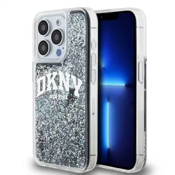 DKNY Liquid Glitter Big Logo iPhone 14 Pro dėklas - juodas