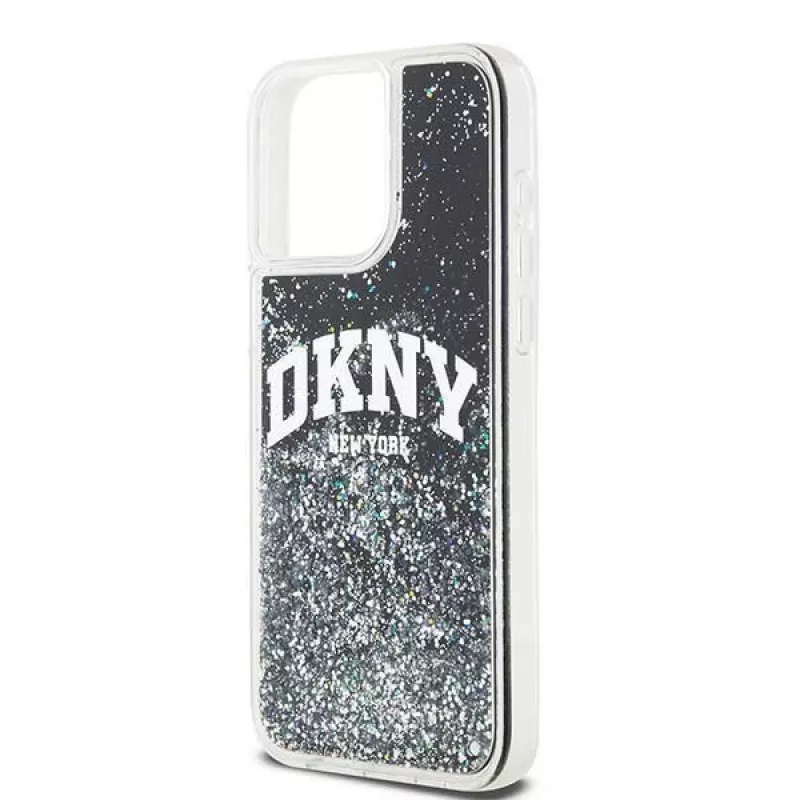 DKNY Liquid Glitter Big Logo iPhone 14 Pro Max dėklas - juodas