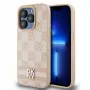 DKNY PU odos languoto rašto ir dryžių dėklas, skirtas iPhone 13 Pro, rožinis