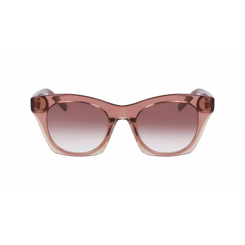 DKNY moteriški akiniai nuo saulės DK541S-265 Brown Havana kvadratinis acetatinis rėmelis su rudais gradientiniais polikarbonatiniais lęšiais 51/21/140 mm