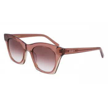 DKNY moteriški akiniai nuo saulės DK541S-265 Brown Havana kvadratinis acetatinis rėmelis su rudais gradientiniais polikarbonatiniais lęšiais 51/21/140 mm