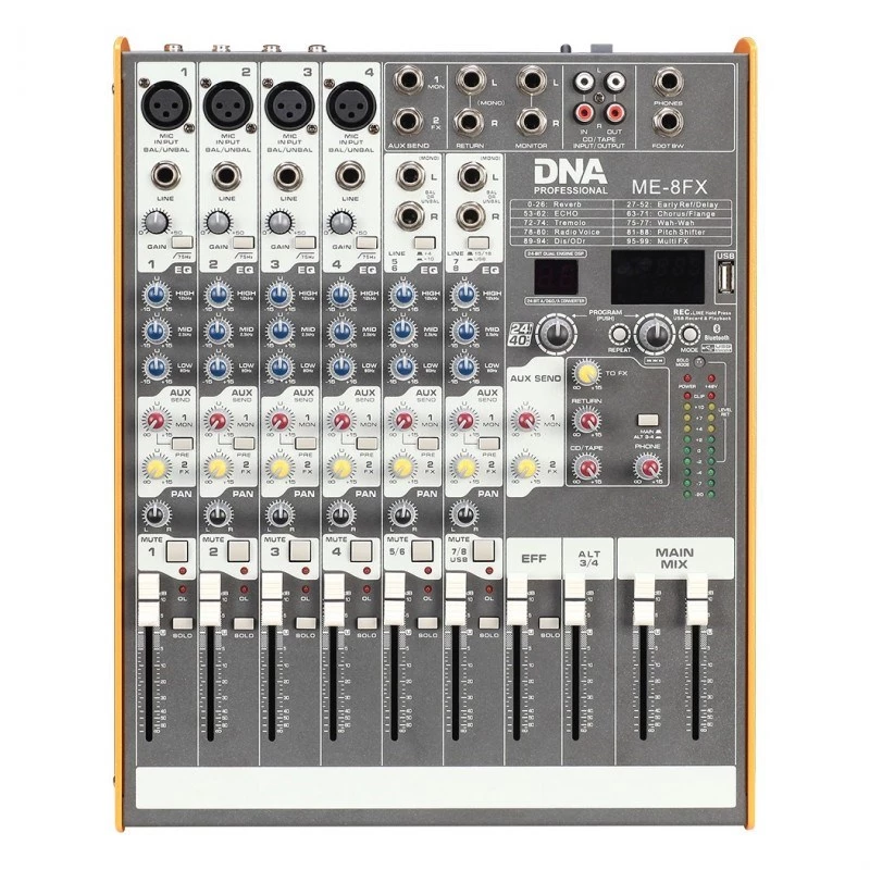 DNA PROFESSIONAL DNA ME-8FX Audio Mixer, 8 kanalų, USB, Bluetooth