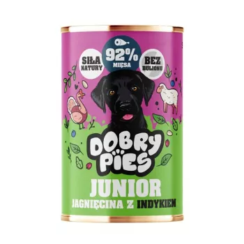 DOBRY PIES Junior Ėriena su Kalakutiena šlapias šunų maistas 400g